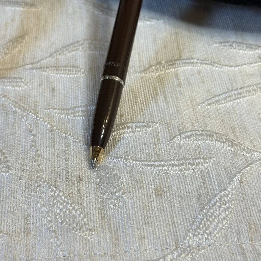 Sheaffer‎ Ballpoint Pen with Socket. Brown and Gold Tone White Dot